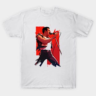 Iconic Performer - Red Backdrop - Rock Music T-Shirt